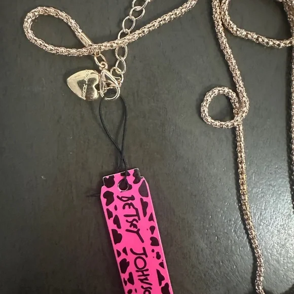 Betsey Johnson Blue Enamel Cowboy Boot Necklace Gold Tone Chain - Picture 4 of 5